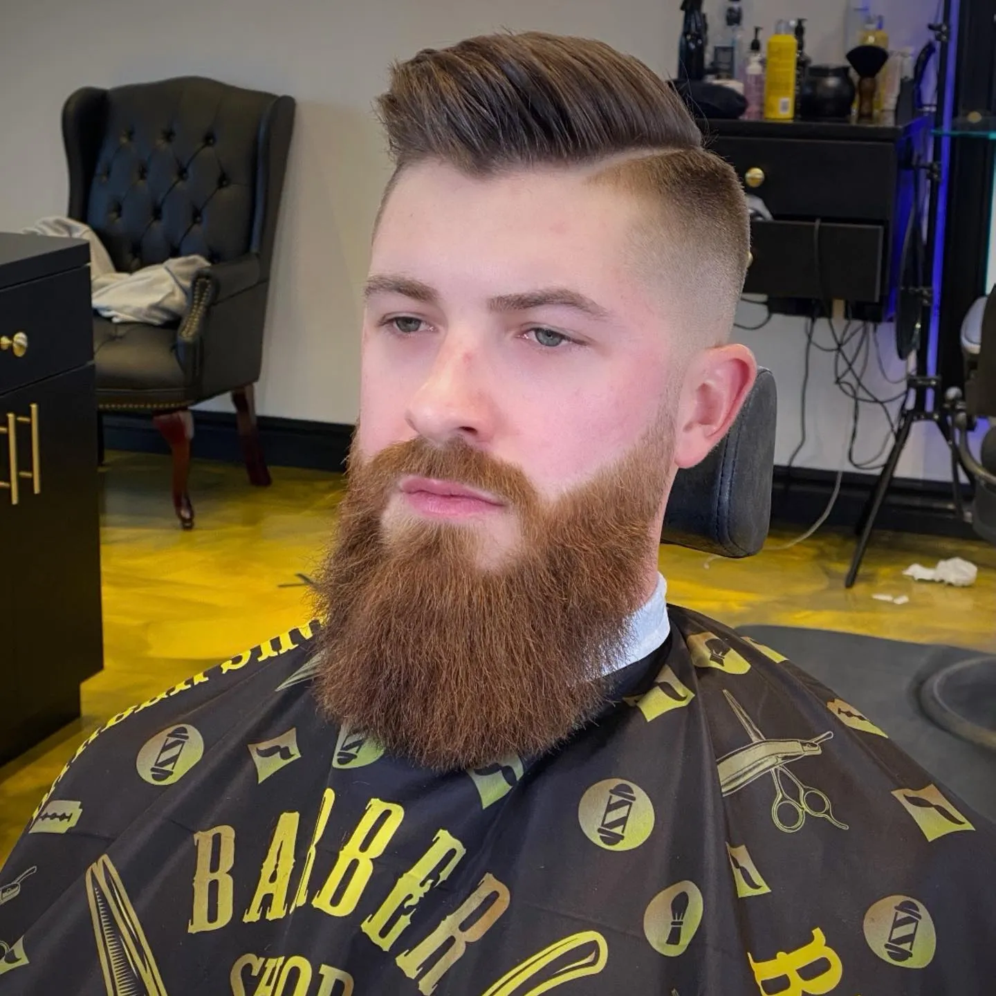 Pompadour fade with beard