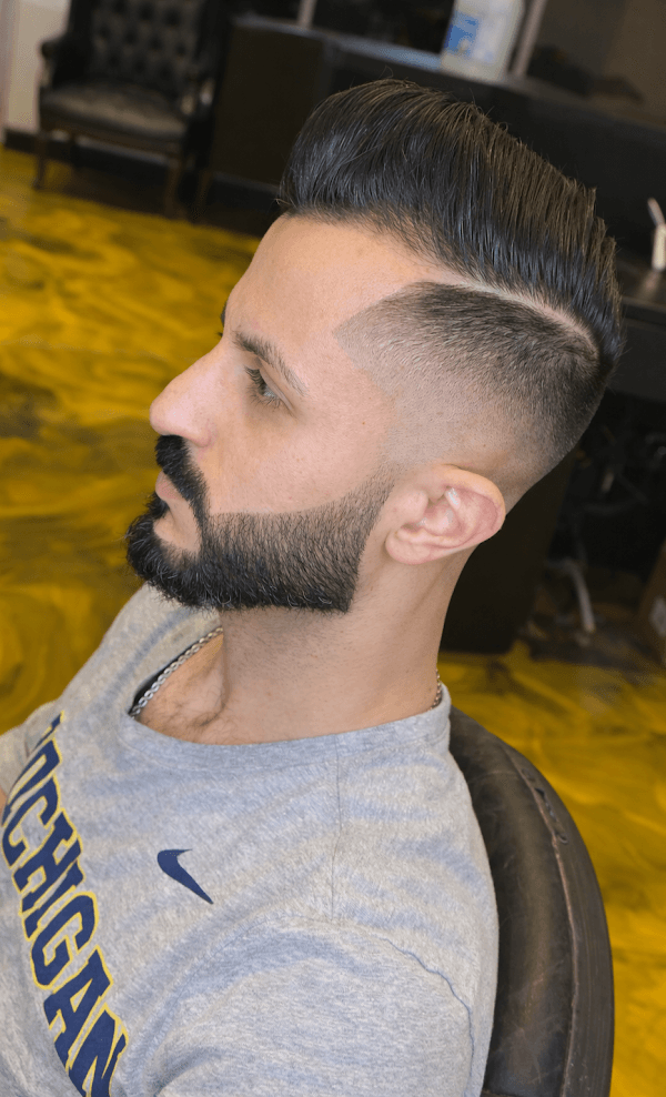 Pompadour fade with beard