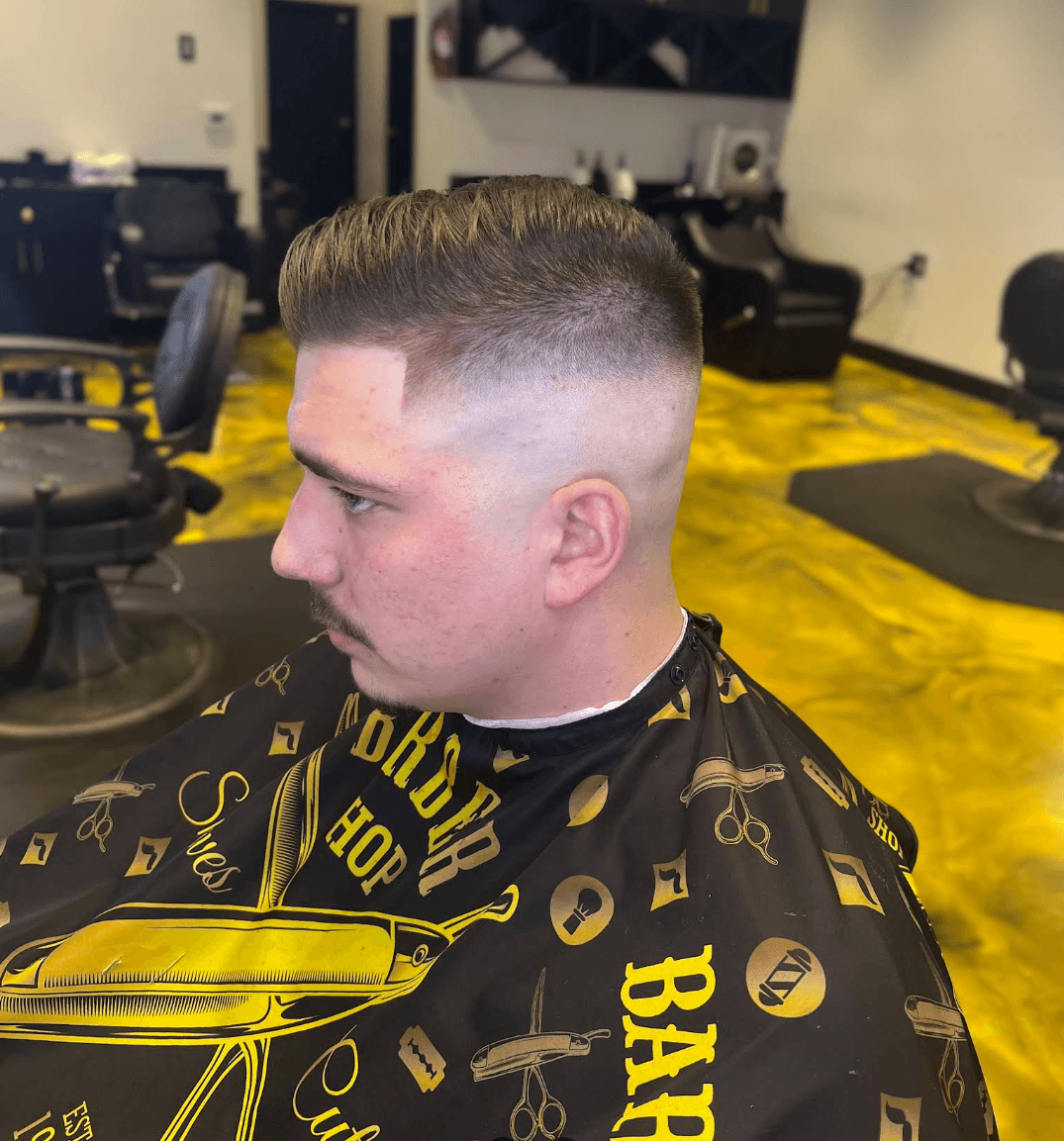 Clean beard line-up and fade